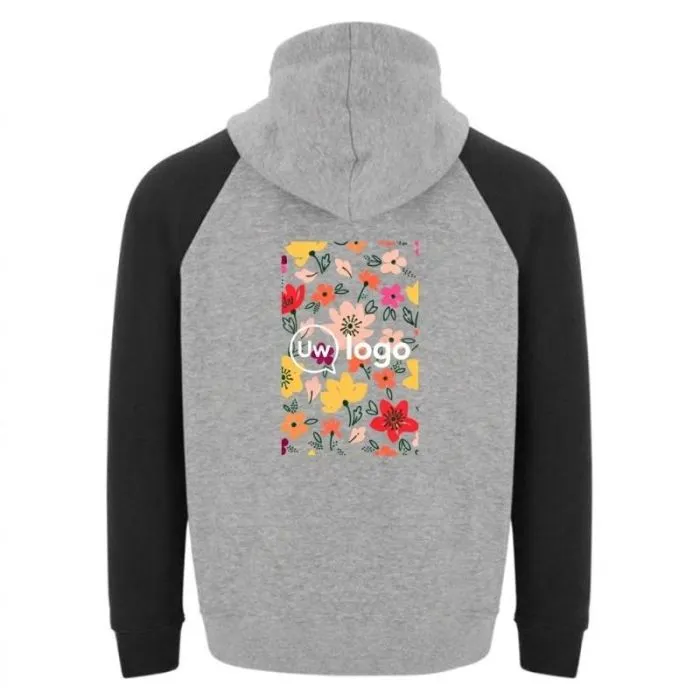Tweekleurig kinderhoodie met kangoeroezak, gepersonaliseerd – Badet