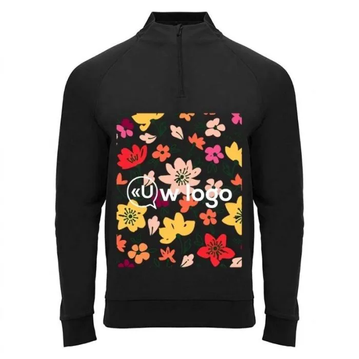 Gepersonaliseerd unisex-sweatshirt met lange mouwen, halve ritssluiting en fleece binnenkant - Epiro