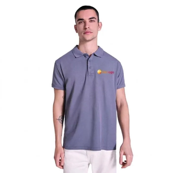 Personaliseerbare unisex-polo van katoen met verwassen afwerking - Cobain