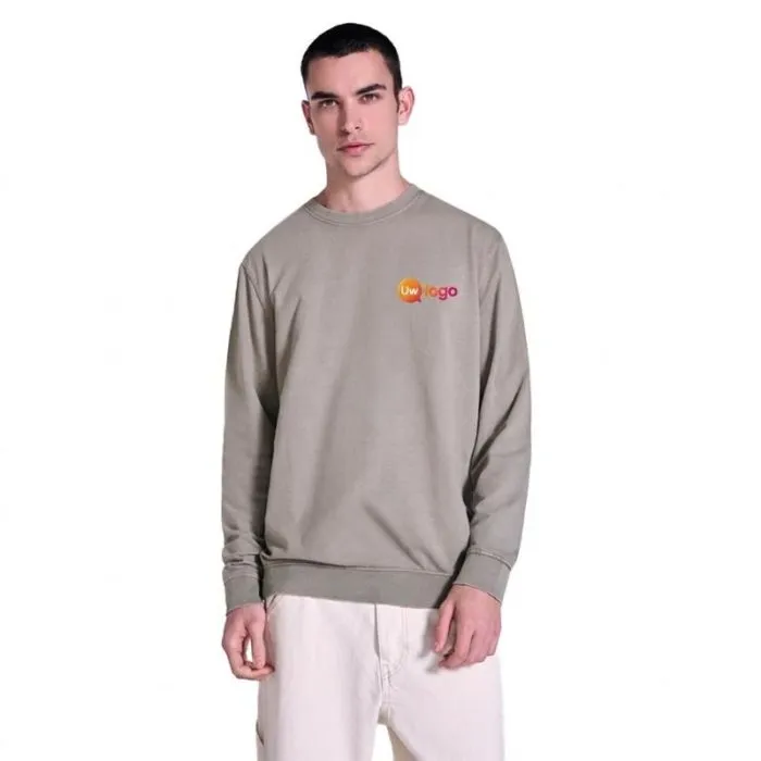 Gepersonaliseerde unisex-trui met ronde hals van katoen met verwassen look - Jaya
