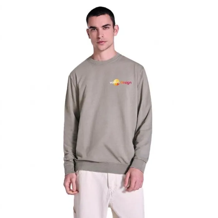 Maglione unisex con collo a giro personalizzato in cotone effetto slavato - Jaya