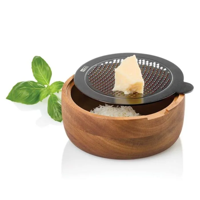 Rappe fine de table avec récipient en bois d'acacia - CutnServe
