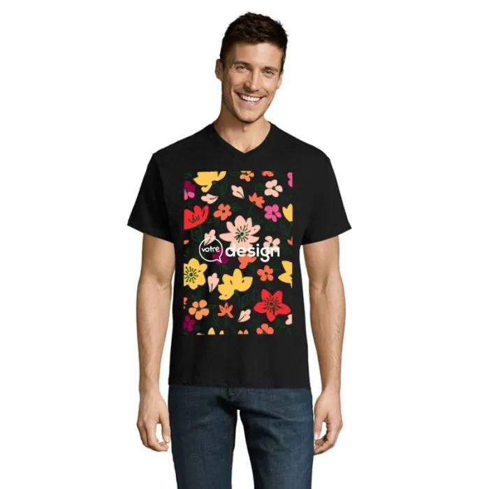 T-shirt homme col V en coton personnalisé 150g-VICTORY