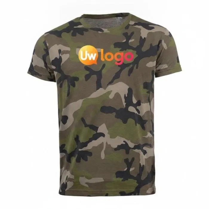 Gepersonaliseerd heren-T-shirt met ronde hals, CAMO-motief