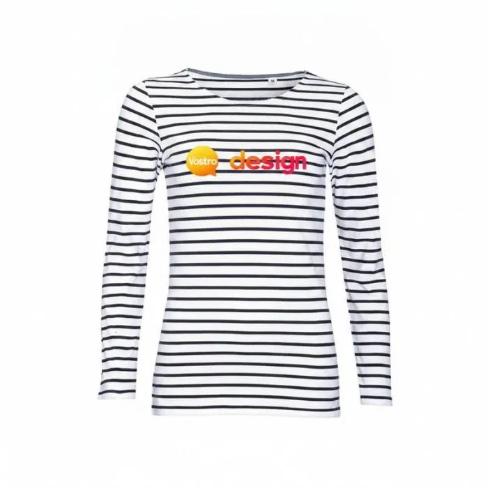 Maglietta da donna a maniche lunghe a righe personalizzata MARINE
