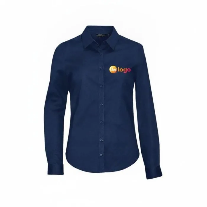Gepersonaliseerd BLAKE-damesoverhemd met stretch en lange mouwen