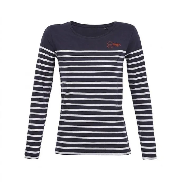 Personaliseerbaar T-shirt in matrozenstijl voor dames – Matelot