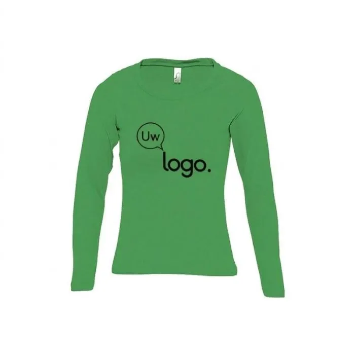 Gepersonaliseerd dames-T-shirt met ronde hals en lange mouwen - MAJESTIC