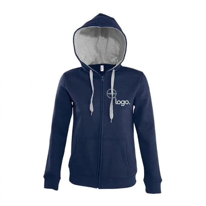 Giacca da donna bicolore con cappuccio e cerniera, foderata a contrasto, personalizzata SOUL