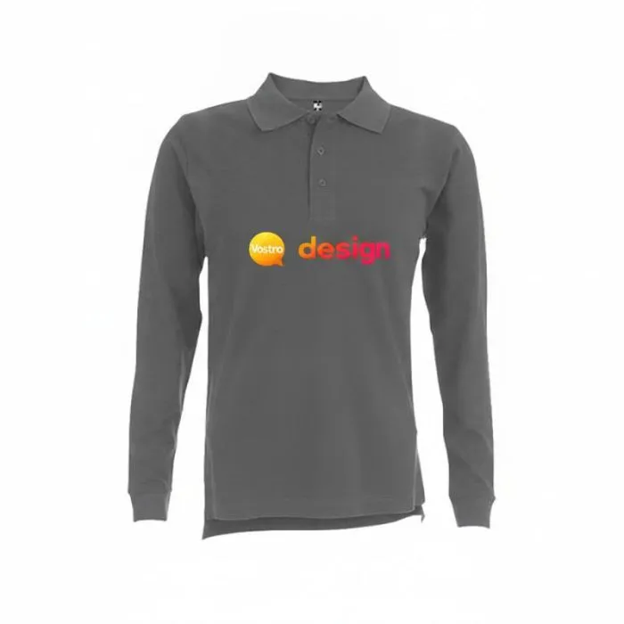 Polo da uomo a maniche lunghe personalizzata bianco BERN