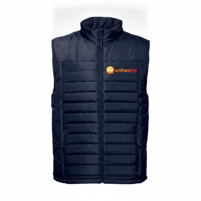 Mouwloos, gewatteerd vest (unisex) met THC CLOUD-reclame.