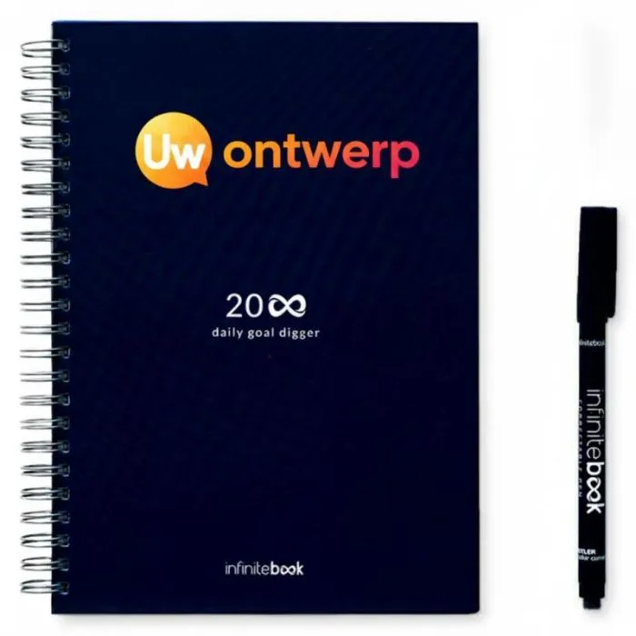 Aanpasbare Infinitebook A5-startset: agenda, reinigingsdoekje, markeerstift en stifthouder
