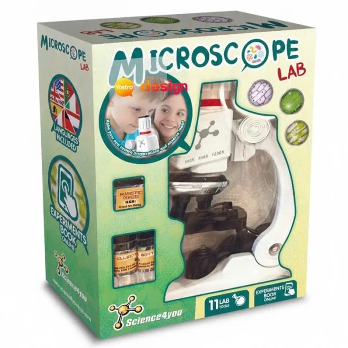 Gioco educativo pubblicitario per bambini con microscopio e accessori – MICROSCOPE