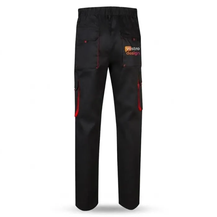 Pantaloni bicolori con tasche multiple, personalizzati, in twill di cotone/poliestere