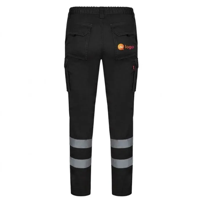 Gepersonaliseerde stretch werkbroek met reflecterende strepen