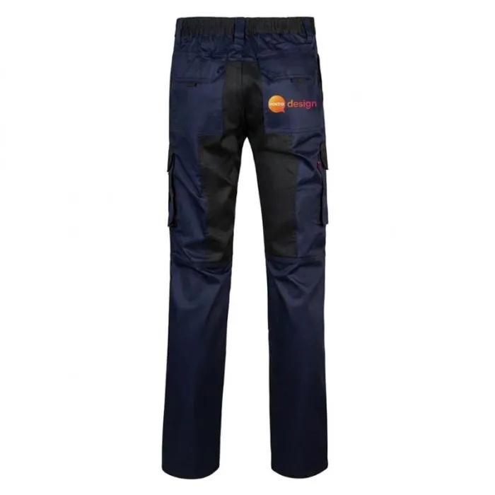 Pantaloni da lavoro personalizzati, bicolori, con tasche multiple e rinforzati