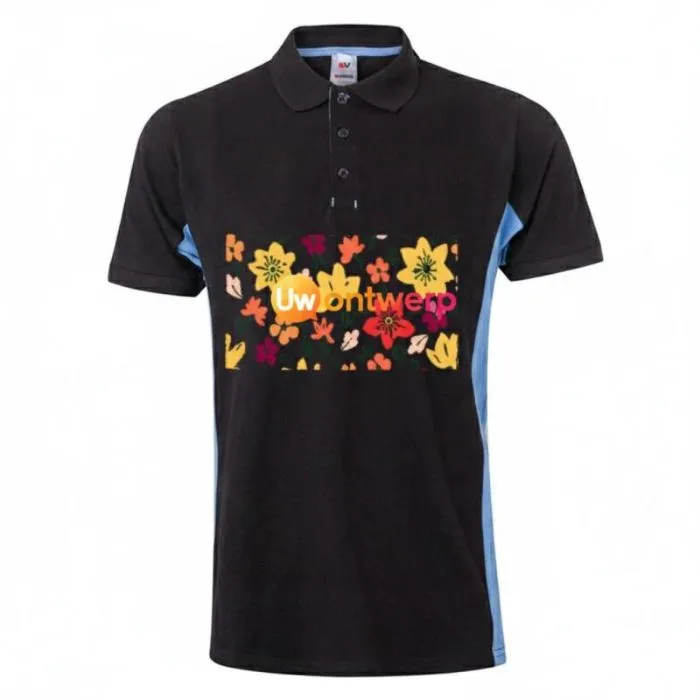 Tweekleurig gepersonaliseerd poloshirt van katoen- en polyesterpiqué met korte mouwen