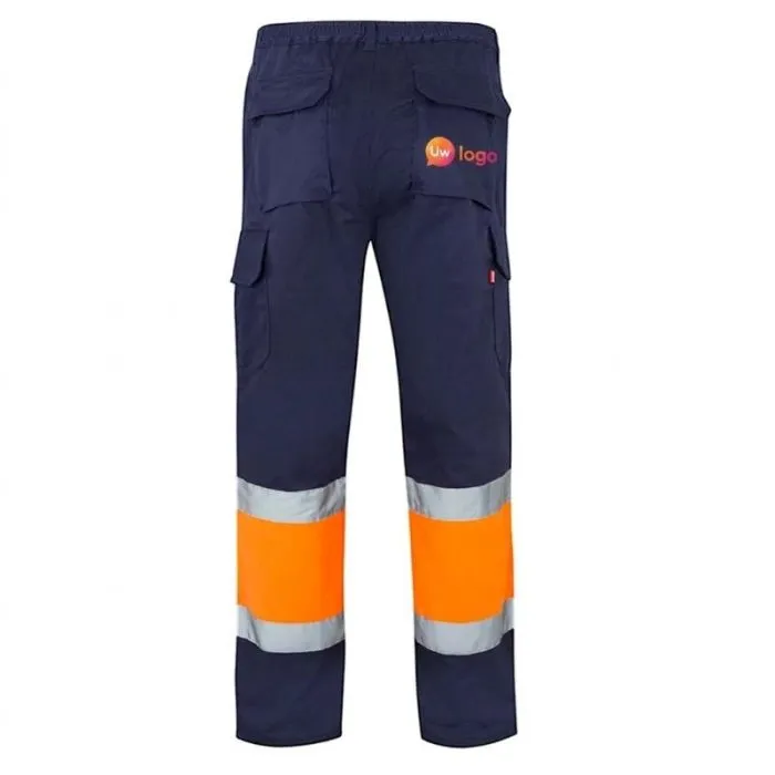Op maat gemaakte tweekleurige werkbroek met meerdere zakken en hoge zichtbaarheid