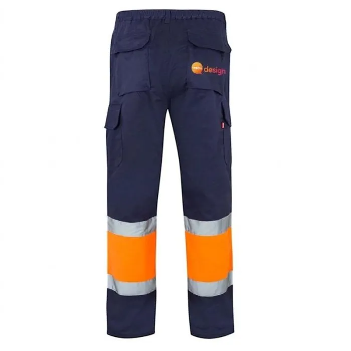 Pantaloni da lavoro personalizzati bicolori con tasche multiple e alta visibilità