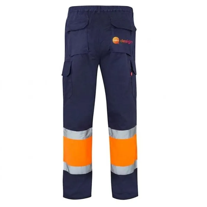 Pantaloni da lavoro personalizzati bicolori, taglie forti, con numerose tasche e ad alta visibilità