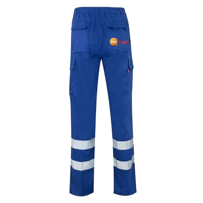 Op maat gemaakte werkbroek met meerdere zakken van twill, met hoge zichtbaarheid, klasse B2