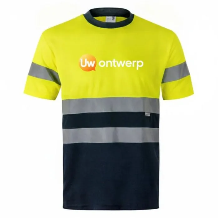 Tweekleurig technisch T-shirt met reflecterende strepen, gepersonaliseerd