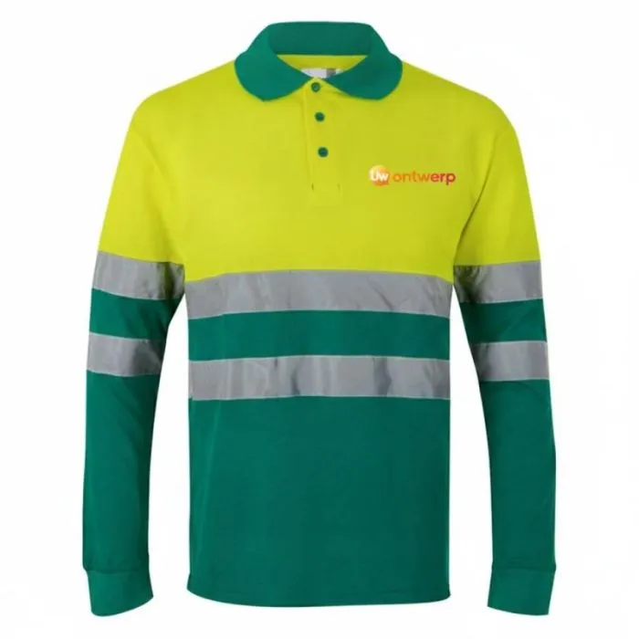 Personaliseerbare tweekleurige polo van piqué (150 g/m²) met lange mouwen