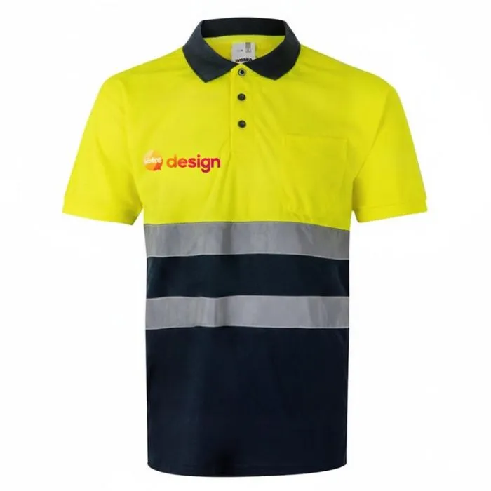 Polo personalizzata a maniche corte con motivi a occhio di uccello e strisce riflettenti
