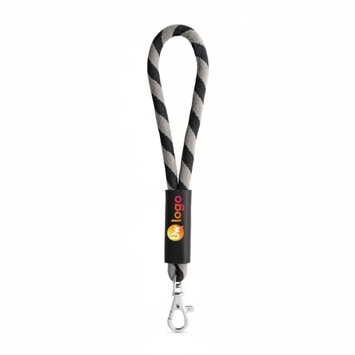 Korte polyamide buisvormige lanyard met sublimatiedruk en karabijnhaak