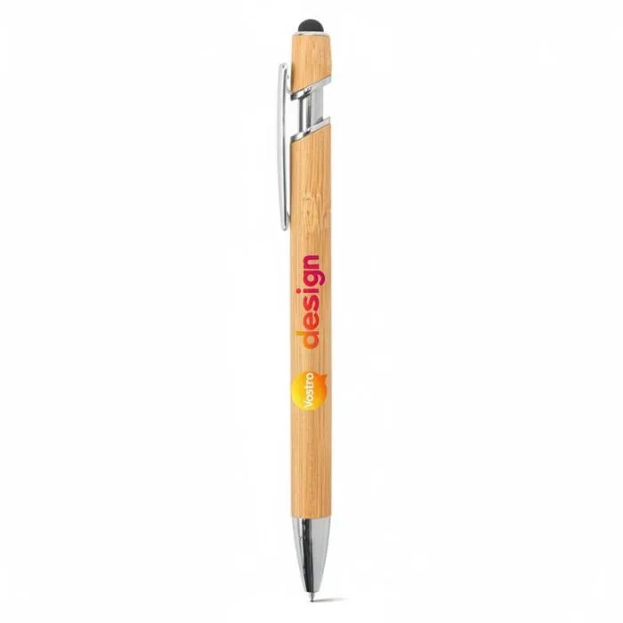 Penna a sfera personalizzabile in bambù con dettagli in alluminio - NEIL BAMBOO