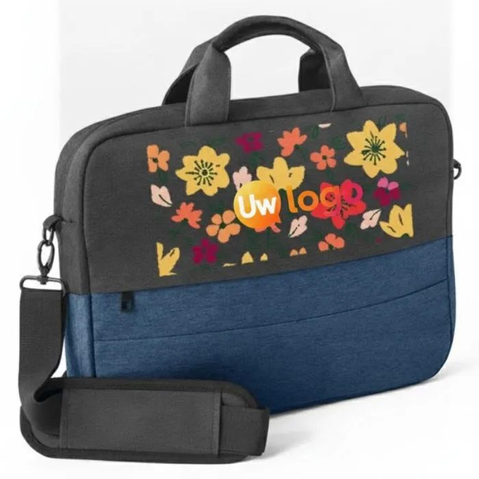 Gepersonaliseerde laptoptas van gerecycled polyester met geïntegreerde trolleyriem - GENOA