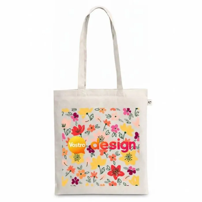Borsa personalizzata in cotone riciclato pesante non tinto con manici lunghi - BEJA