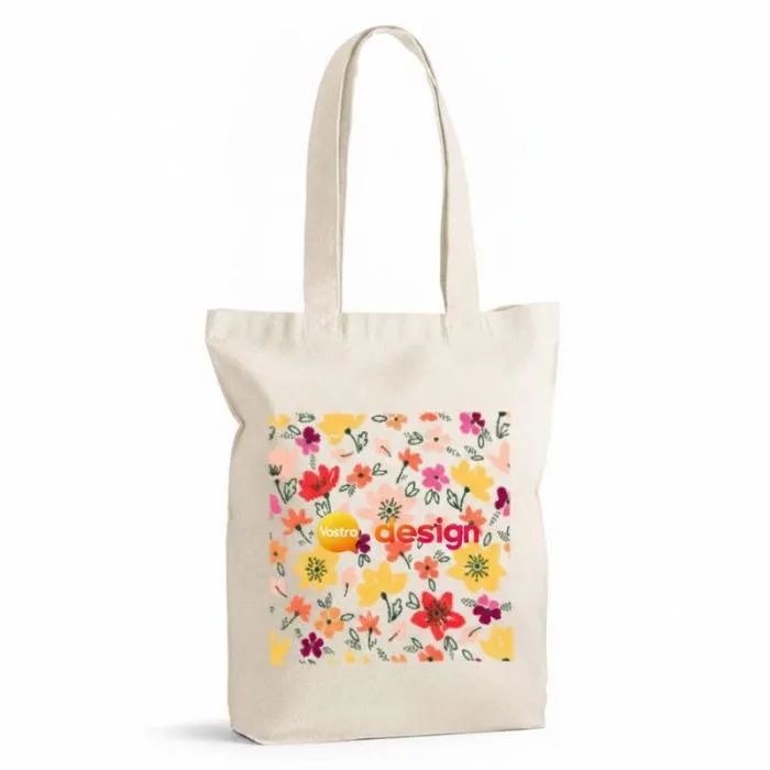 Borsa personalizzata in cotone al 100% con manici da 65 cm