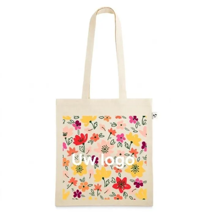 Gepersonaliseerde tas van 100% biologisch katoen met hengsels van 65 cm Henkeln