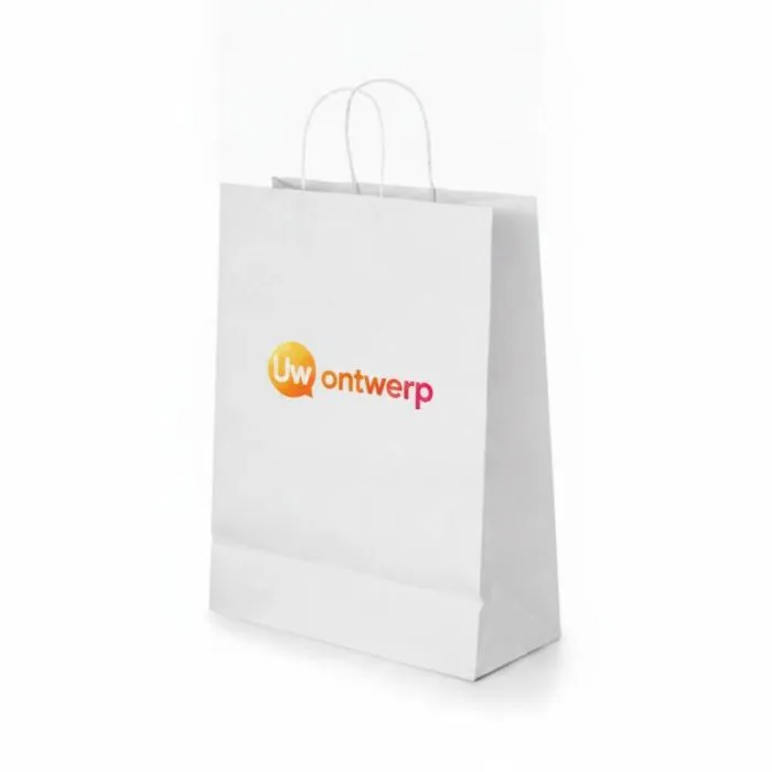Witte kraftpapieren tas met GRANT-opdruk