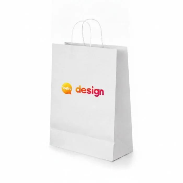 Borsa in carta kraft bianca personalizzata GRANT