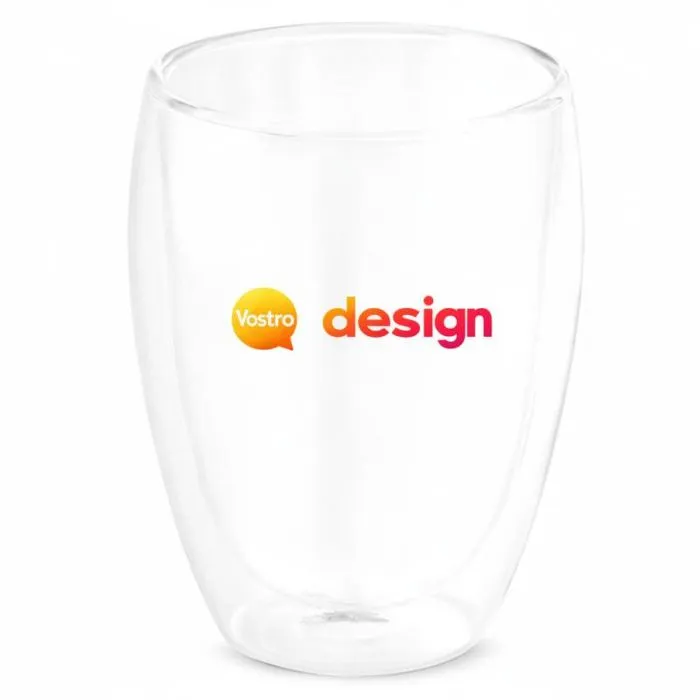 Bicchiere personalizzato in vetro borosilicato a doppia parete, 350 mL
