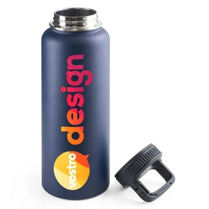 Borraccia sportiva personalizzata in acciaio inossidabile riciclato da 1200 ml con moschettone