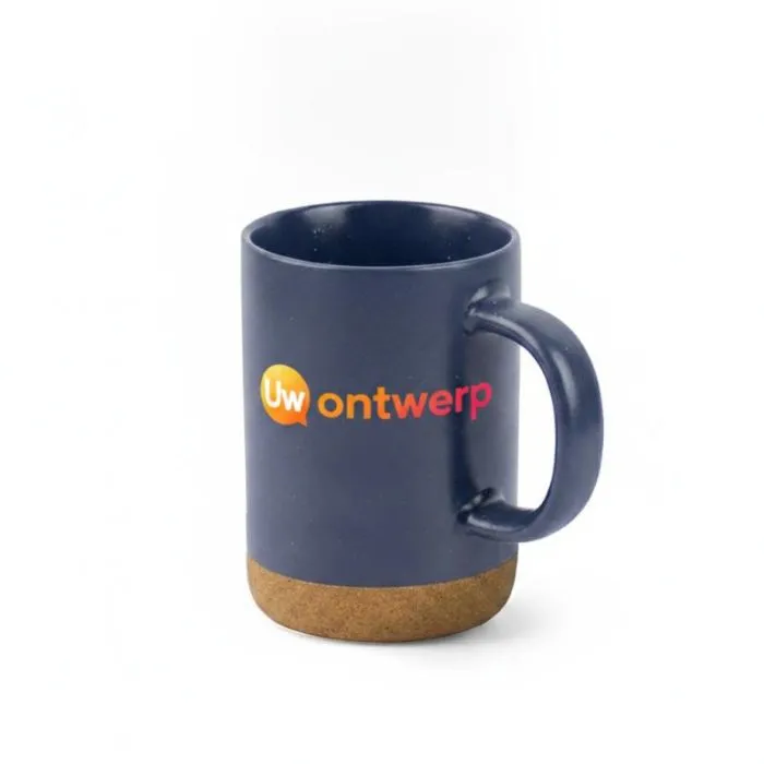 Gepersonaliseerde mok van mat keramiek met kurken voet, 320 ml, ø77x105 mm
