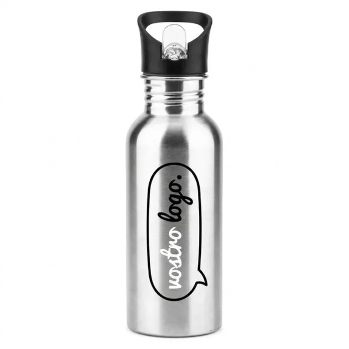 Bottiglia personalizzabile in acciaio inossidabile da 690 ml con cannuccia - EDBERG