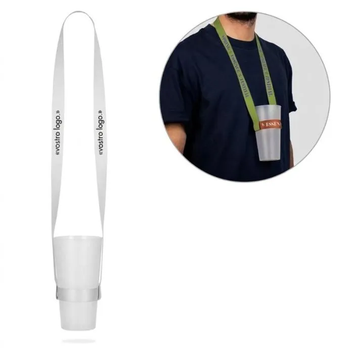 Laccetto personalizzabile in poliestere con portabicchiere elastico – SWINDON