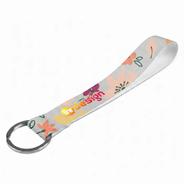 Personalisierbares kurzes Lanyard aus recyceltem Polyester rPET mit Ring - SLOUGH