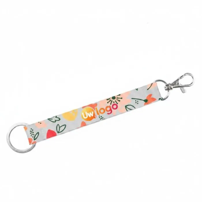 Kort, personaliseerbaar lanyard van rPET met karabijnhaak – WALSALL