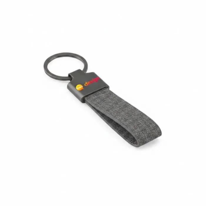 Portachiavi rettangolare personalizzato in metallo e rPET, 25x115x6 mm