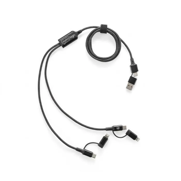 Cavo personalizzato 6-in-1 ultraveloce in alluminio riciclato, 1000x25 mm