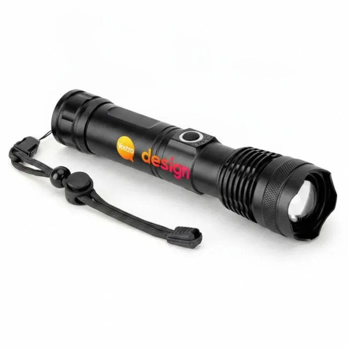 Torcia ricaricabile in alluminio riciclato da 10 W e 500 lm – YVIAN