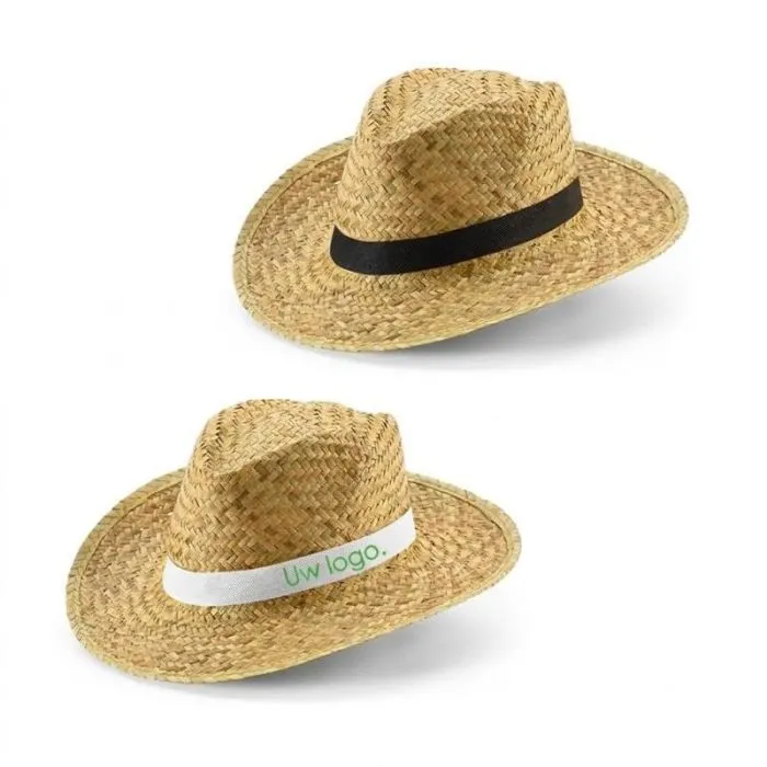 Natuurlijke strohoed met reclameopdruk - JEAN POLI.