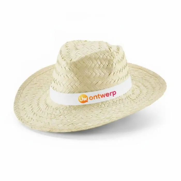 Natuurlijke strohoed met gepersonaliseerd lint - EDWARD RIB.