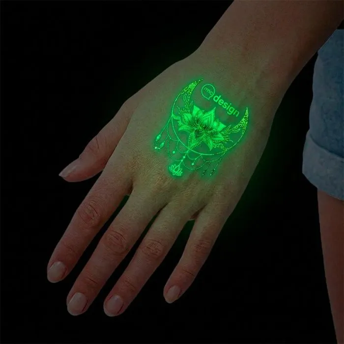 Tatouage publicitaire luminescent 4x4cm
