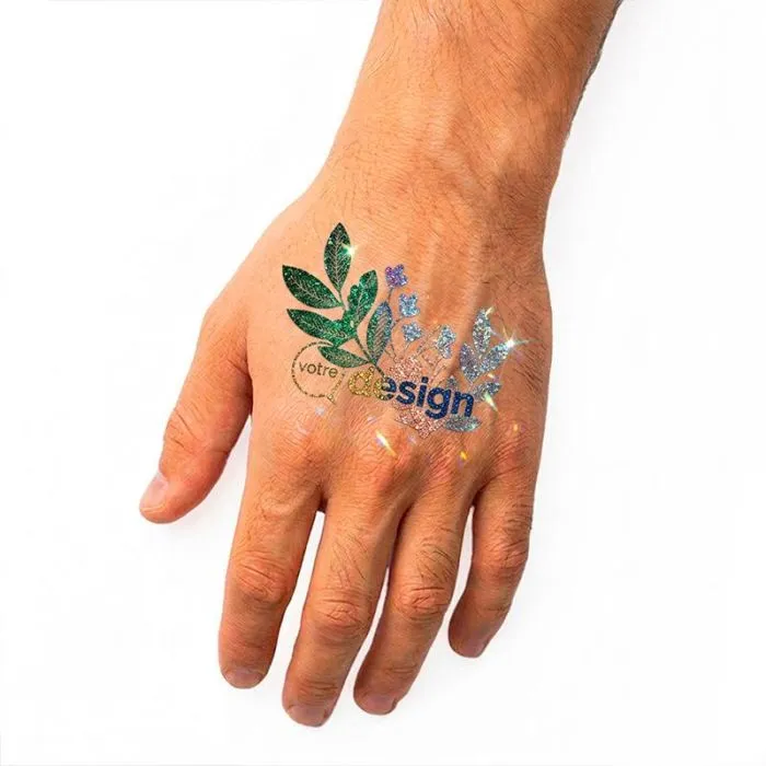 Tatouage pailleté 5x5cm personnalisable
